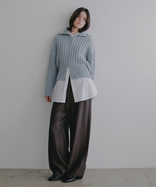 MANOF(マノフ)の「ZIP UP COTTON RIBKNIT(ニット/セーター・レディース・ホワイト/ブルー/チャコールグレー・F)」の20枚目の写真