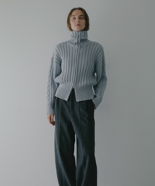 MANOF(マノフ)の「ZIP UP COTTON RIBKNIT(ニット/セーター・レディース・ホワイト/ブルー/チャコールグレー・F)」の21枚目の写真