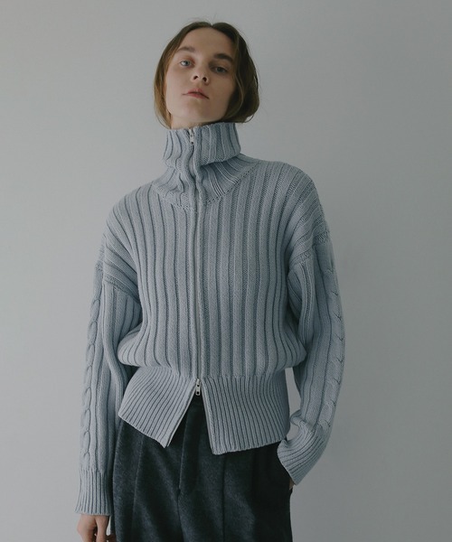 MANOF(マノフ)の「ZIP UP COTTON RIBKNIT(ニット/セーター・レディース・ホワイト/ブルー/チャコールグレー・F)」の22枚目の写真