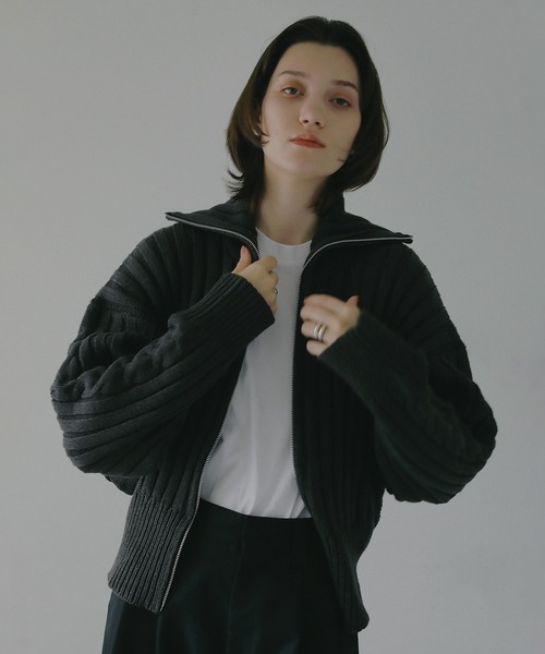 MANOF(マノフ)の「ZIP UP COTTON RIBKNIT(カーディガン/ボレロ・レディース・ホワイト/ブルー/チャコールグレー・F)」の20枚目の写真