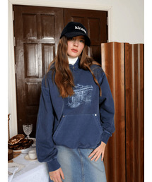 KINETO（キネト）の「ウィメンズウォッシングベーカリーショッププリントフードパーカー_ネイビー（パーカー）」
