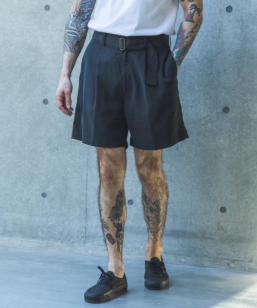 MR.OLIVE（ミスターオリーブ）の「T/R POWDER CLOTH / BELTED SHORTS /M261133（チノパンツ・メンズ・ブラック/キャメル・MEDIUM/LARGE）」の5枚目の写真