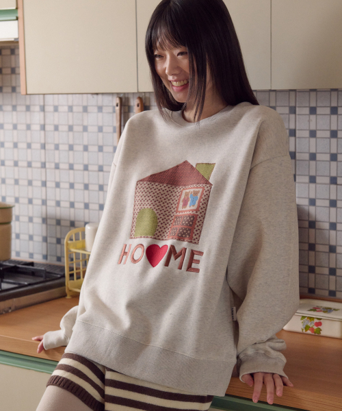 ambler(エムブラー)の「スウィートホーム アプリケ刺繍 スウェットTシャツ AMM1323 (オートミール)(スウェット・レディース・その他・S/M/L)」の2枚目の写真