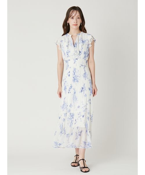 FRAY I.D(フレイアイディー)の「【00サイズあり】フリルウエストシャーリングプリントワンピース/ウォッシャブル(ワンピース・レディース・アイボリー/ホワイト/ブラウン/ネイビー・0/1/00)」の10枚目の写真