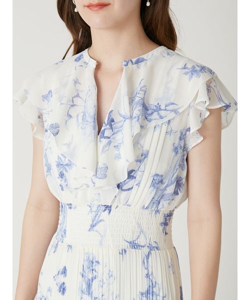 FRAY I.D(フレイアイディー)の「【00サイズあり】フリルウエストシャーリングプリントワンピース/ウォッシャブル(ワンピース・レディース・アイボリー/ホワイト/ブラウン/ネイビー・0/1/00)」の13枚目の写真