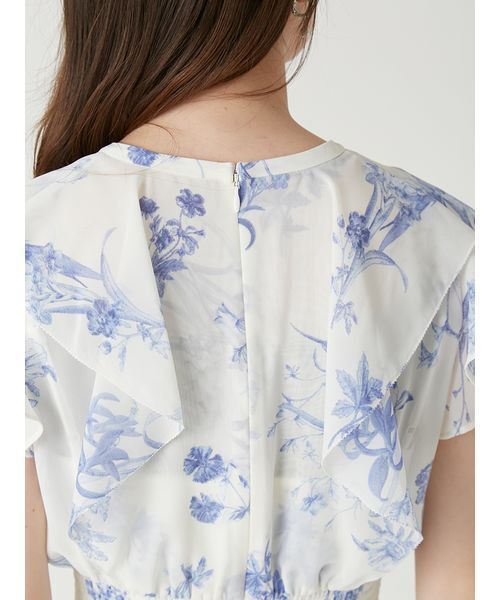 FRAY I.D(フレイアイディー)の「【00サイズあり】フリルウエストシャーリングプリントワンピース/ウォッシャブル(ワンピース・レディース・アイボリー/ホワイト/ブラウン/ネイビー・0/1/00)」の15枚目の写真