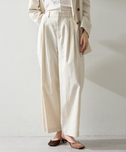 THE PAUSE（ザ ポーズ）の「【THE PAUSE】コットンリネンタックパンツ（その他パンツ・レディース・ブラック/ベージュ・38/36）」の2枚目の写真