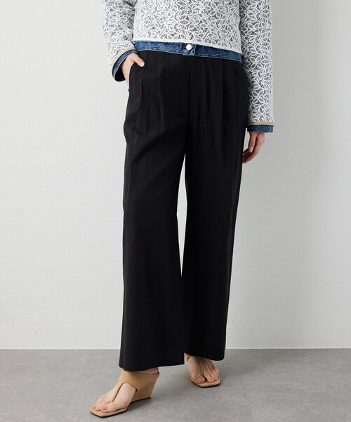 THE PAUSE（ザ ポーズ）の「【THE PAUSE】コットンリネンタックパンツ（その他パンツ・レディース・ブラック/ベージュ・38/36）」の4枚目の写真