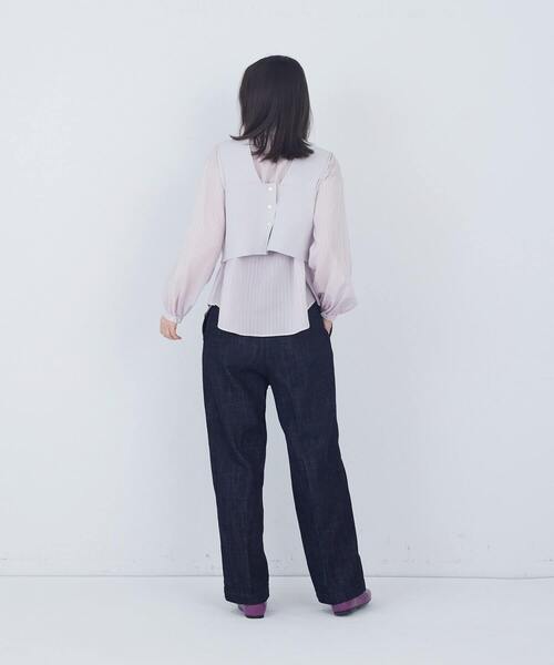 ADIEU TRISTESSE（アデュートリステス）の「【2way】COTTON SURFミラノリブビスチェ風ベスト（ベスト・レディース・グレイッシュベージュ/ブラック・FREE）」の3枚目の写真