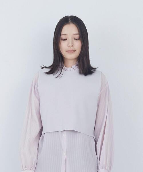 ADIEU TRISTESSE（アデュートリステス）の「【2way】COTTON SURFミラノリブビスチェ風ベスト（ベスト・レディース・グレイッシュベージュ/ブラック・FREE）」の4枚目の写真