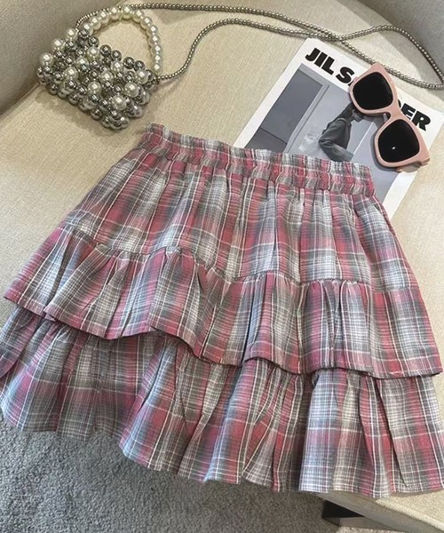 NANEA（ナネア）の「インパン付きチェックティアードフリルミニスカート（スカート・レディース・レッド/ブラック・LARGE/MEDIUM/SMALL）」の15枚目の写真