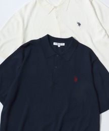 U.S. POLO ASSN./ユーエスポロアッスン 接触冷感 オーバーサイズ ニット 無地 ロゴ ワンポイント刺繍 半袖ポロシャツ/レディース メンズ