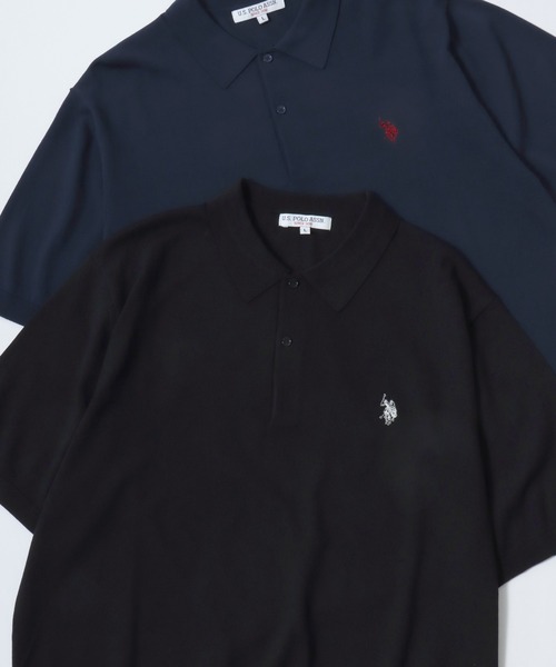 U.S. POLO ASSN.(ユーエスポロアッスン)の「U.S. POLO ASSN./ユーエスポロアッスン 接触冷感 オーバーサイズ ニット 無地 ロゴ ワンポイント刺繍 半袖ポロシャツ/レディース メンズ(ポロシャツ・メンズ・オフホワイト/ブラック/ネイビー・M/L/LL)」の1枚目の写真