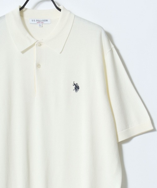 U.S. POLO ASSN.(ユーエスポロアッスン)の「U.S. POLO ASSN./ユーエスポロアッスン 接触冷感 オーバーサイズ ニット 無地 ロゴ ワンポイント刺繍 半袖ポロシャツ/レディース メンズ(ポロシャツ・メンズ・オフホワイト/ブラック/ネイビー・M/L/LL)」の5枚目の写真