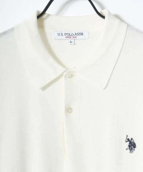 U.S. POLO ASSN.(ユーエスポロアッスン)の「U.S. POLO ASSN./ユーエスポロアッスン 接触冷感 オーバーサイズ ニット 無地 ロゴ ワンポイント刺繍 半袖ポロシャツ/レディース メンズ(ポロシャツ・メンズ・オフホワイト/ブラック/ネイビー・M/L/LL)」の13枚目の写真