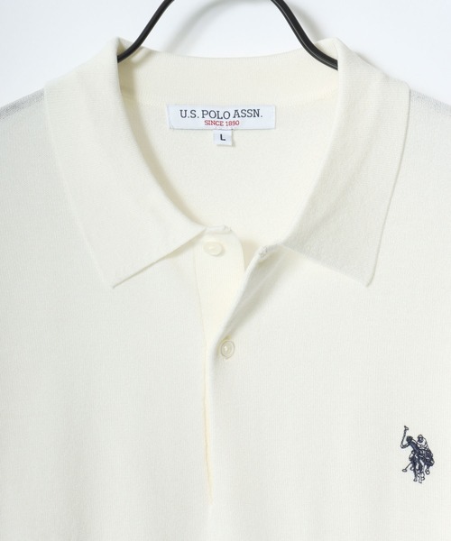 U.S. POLO ASSN.(ユーエスポロアッスン)の「U.S. POLO ASSN./ユーエスポロアッスン 接触冷感 オーバーサイズ ニット 無地 ロゴ ワンポイント刺繍 半袖ポロシャツ/レディース メンズ(ポロシャツ・メンズ・オフホワイト/ブラック/ネイビー・M/L/LL)」の12枚目の写真