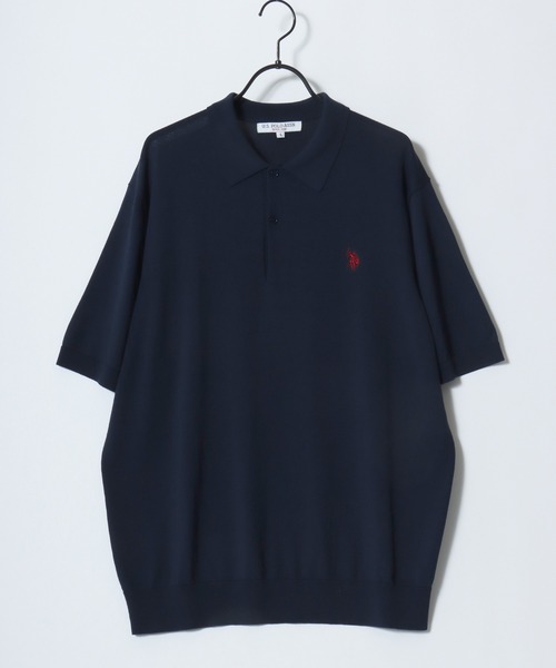 U.S. POLO ASSN.(ユーエスポロアッスン)の「U.S. POLO ASSN./ユーエスポロアッスン 接触冷感 オーバーサイズ ニット 無地 ロゴ ワンポイント刺繍 半袖ポロシャツ/レディース メンズ(ポロシャツ・メンズ・オフホワイト/ブラック/ネイビー・M/L/LL)」の15枚目の写真