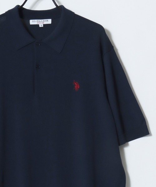 U.S. POLO ASSN.(ユーエスポロアッスン)の「U.S. POLO ASSN./ユーエスポロアッスン 接触冷感 オーバーサイズ ニット 無地 ロゴ ワンポイント刺繍 半袖ポロシャツ/レディース メンズ(ポロシャツ・メンズ・オフホワイト/ブラック/ネイビー・M/L/LL)」の20枚目の写真
