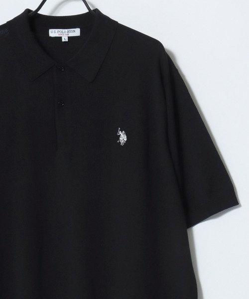 U.S. POLO ASSN.(ユーエスポロアッスン)の「U.S. POLO ASSN./ユーエスポロアッスン 接触冷感 オーバーサイズ ニット 無地 ロゴ ワンポイント刺繍 半袖ポロシャツ/レディース メンズ(ポロシャツ・メンズ・オフホワイト/ブラック/ネイビー・M/L/LL)」の4枚目の写真
