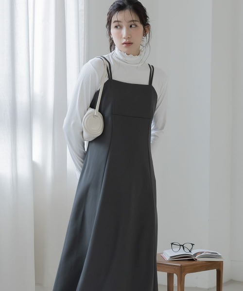 slattgir(スラットジール)の「高身長 カットジョーゼットキャミソールワンピース(トールサイズ)Essenave(ワンピース・レディース・グレー/グレイッシュベージュ/ブラック・TM/TL/TLL/T3L/T4L/T5L)」の14枚目の写真