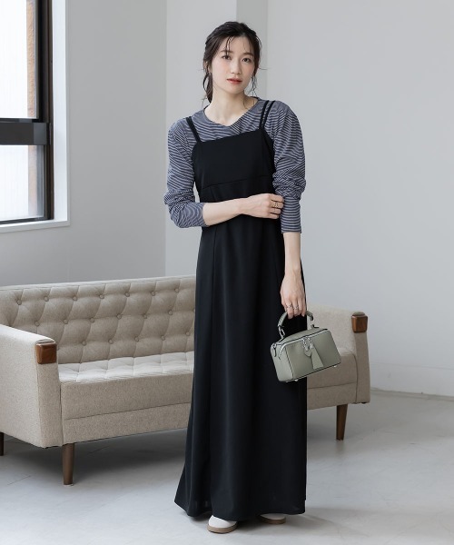 slattgir(スラットジール)の「高身長 カットジョーゼットキャミソールワンピース(トールサイズ)Essenave(ワンピース・レディース・グレー/グレイッシュベージュ/ブラック・TM/TL/TLL/T3L/T4L/T5L)」の16枚目の写真