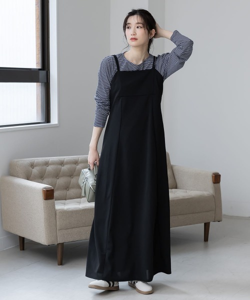 slattgir(スラットジール)の「高身長 カットジョーゼットキャミソールワンピース(トールサイズ)Essenave(ワンピース・レディース・グレー/グレイッシュベージュ/ブラック・TM/TL/TLL/T3L/T4L/T5L)」の17枚目の写真