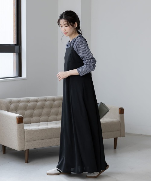 slattgir(スラットジール)の「高身長 カットジョーゼットキャミソールワンピース(トールサイズ)Essenave(ワンピース・レディース・グレー/グレイッシュベージュ/ブラック・TM/TL/TLL/T3L/T4L/T5L)」の18枚目の写真