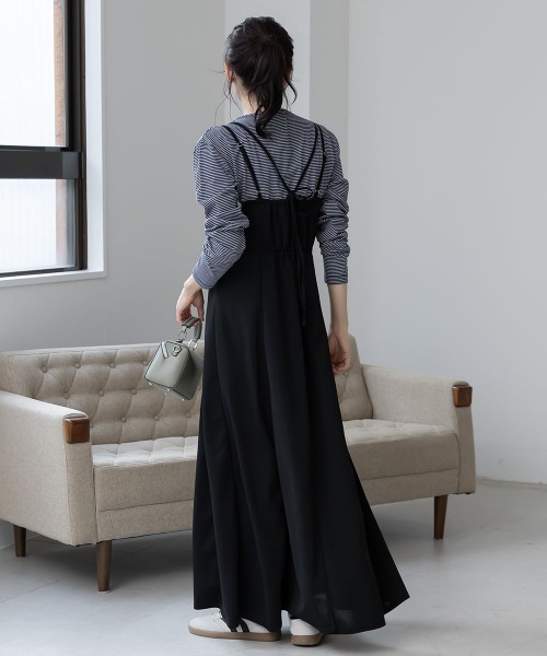 slattgir(スラットジール)の「高身長 カットジョーゼットキャミソールワンピース(トールサイズ)Essenave(ワンピース・レディース・グレー/グレイッシュベージュ/ブラック・TM/TL/TLL/T3L/T4L/T5L)」の19枚目の写真