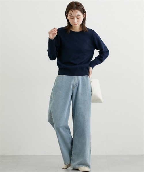 nissen（ニッセン）の「レース衿２ＷＡＹニット【ウォッシャブル】（ニット/セーター・レディース・ネイビー/ライトグレー・LL/L/M）」の11枚目の写真