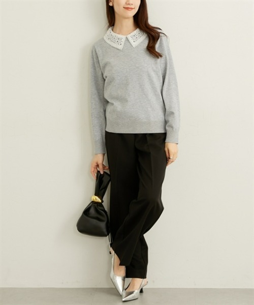 nissen（ニッセン）の「レース衿２ＷＡＹニット【ウォッシャブル】（ニット/セーター・レディース・ネイビー/ライトグレー・LL/L/M）」の14枚目の写真