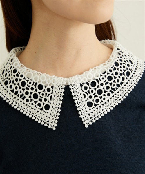 nissen（ニッセン）の「レース衿２ＷＡＹニット【ウォッシャブル】（ニット/セーター・レディース・ネイビー/ライトグレー・LL/L/M）」の17枚目の写真