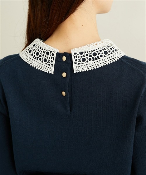 nissen（ニッセン）の「レース衿２ＷＡＹニット【ウォッシャブル】（ニット/セーター・レディース・ネイビー/ライトグレー・LL/L/M）」の18枚目の写真