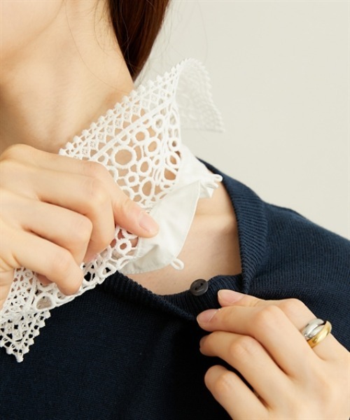 nissen（ニッセン）の「レース衿２ＷＡＹニット【ウォッシャブル】（ニット/セーター・レディース・ネイビー/ライトグレー・LL/L/M）」の19枚目の写真