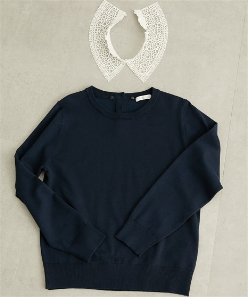 nissen（ニッセン）の「レース衿２ＷＡＹニット【ウォッシャブル】（ニット/セーター・レディース・ネイビー/ライトグレー・LL/L/M）」の22枚目の写真