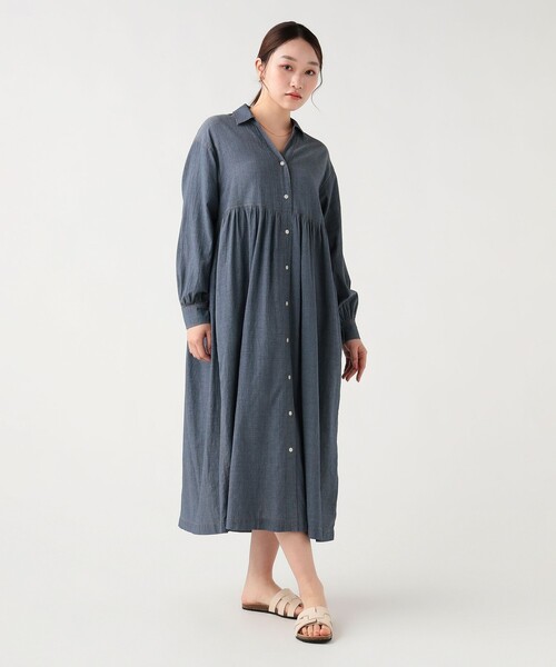 BEAMS HEART(ビームスハート)の「シアーデニム シャツワンピース(ワンピース・レディース・サックスブルー/インディゴブルー/グレー・FREE)」の7枚目の写真