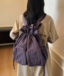 巾着型 ダブルポケット 2WAY リュック