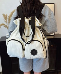 巾着型 ダブルポケット 2WAY リュック