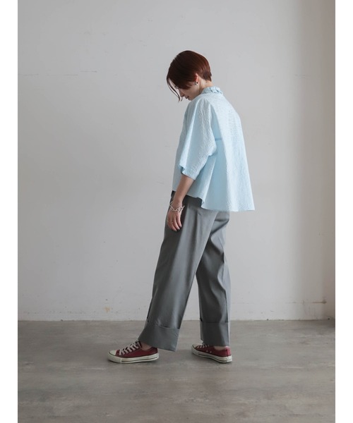 FIL DE FER(フィルデフェール)の「【予約】パターン塩縮 ドルマンシャツ(シャツ/ブラウス・レディース・サックスブルー/ホワイト・FREE)」の14枚目の写真