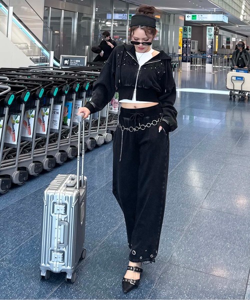 SPIRALGIRL（スパイラルガール）の「アイレットクラッシュロゴショートパーカー（パーカー・レディース・ピンク/ブラック/グレー・FREE）」の10枚目の写真