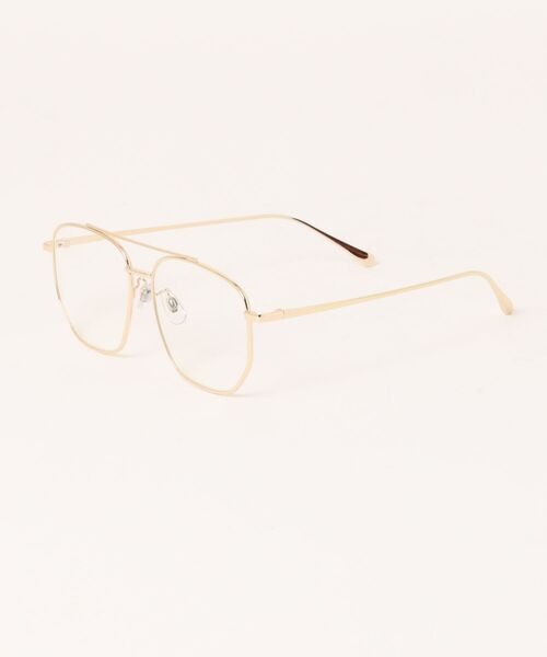 Revo.(レボ)の「メタルフレーム ツーブリッジ アビエーターシェイプ メガネ クリアレンズ 伊達メガネ UVカット(メガネ・レディース・ゴールド/シルバー・FREE)」の2枚目の写真