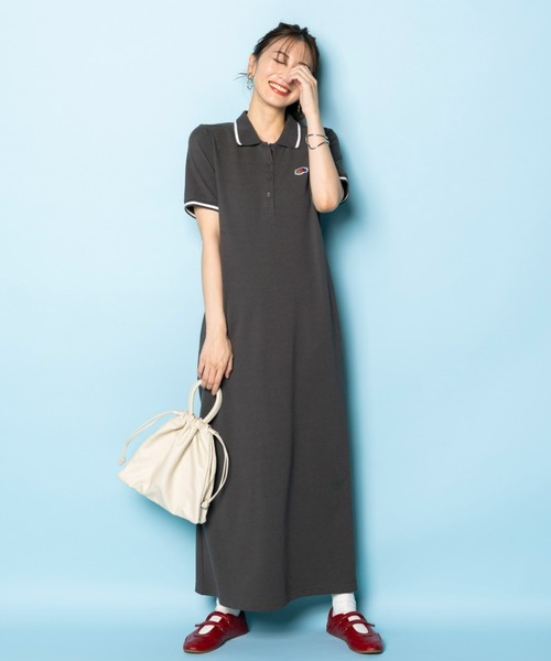 FRUIT OF THE LOOM(フルーツオブザルーム)の「【FRUIT OFTHE LOOM×UNDOVE】別注 配色ラインポロワンピース (フルーツオブザルーム/FTL/衿付ワンピース/フルーツ柄/カジュアルワンピース/配色/丈短め有/低身長サイズ有/UVカット/抗菌防臭/吸水速乾/ストレッチ)(ワンピース・レディース・ブラック/チャコールグレー・SMALL/MEDIUM/LARGE/X-LARGE)」の16枚目の写真