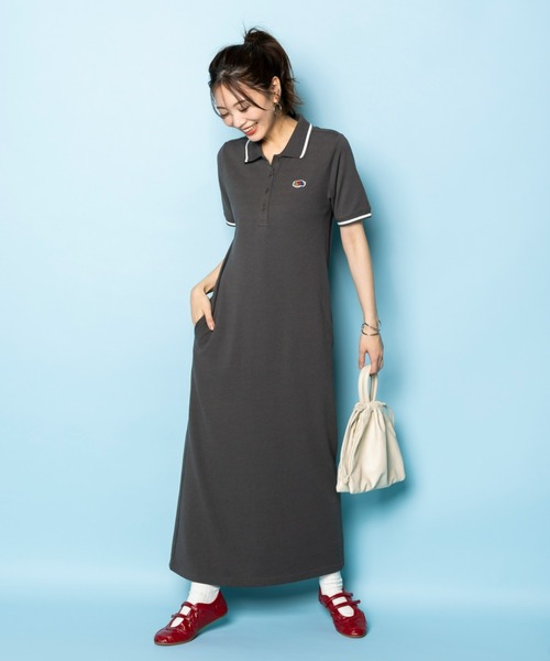FRUIT OF THE LOOM(フルーツオブザルーム)の「【FRUIT OFTHE LOOM×UNDOVE】別注 配色ラインポロワンピース (フルーツオブザルーム/FTL/衿付ワンピース/フルーツ柄/カジュアルワンピース/配色/丈短め有/低身長サイズ有/UVカット/抗菌防臭/吸水速乾/ストレッチ)(ワンピース・レディース・ブラック/チャコールグレー・SMALL/MEDIUM/LARGE/X-LARGE)」の17枚目の写真