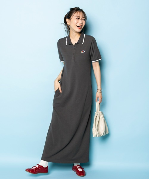 FRUIT OF THE LOOM(フルーツオブザルーム)の「【FRUIT OFTHE LOOM×UNDOVE】別注 配色ラインポロワンピース (フルーツオブザルーム/FTL/衿付ワンピース/フルーツ柄/カジュアルワンピース/配色/丈短め有/低身長サイズ有/UVカット/抗菌防臭/吸水速乾/ストレッチ)(ワンピース・レディース・ブラック/チャコールグレー・SMALL/MEDIUM/LARGE/X-LARGE)」の22枚目の写真
