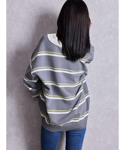 GYDA（ジェイダ）の「スキッパーPOLOボーダーニットトップス（ニット/セーター・レディース・ネイビー/グレー/アイボリー・FREE）」の16枚目の写真