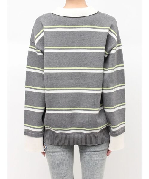 GYDA（ジェイダ）の「スキッパーPOLOボーダーニットトップス（ニット/セーター・レディース・ネイビー/グレー/アイボリー・FREE）」の22枚目の写真