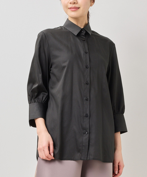 NARACAMICIE（ナラカミーチェ）の「【NARACAMICIE】ブロード七分袖シャツ（シャツ/ブラウス・レディース・ブラック/ブルー・M/XL）」の3枚目の写真