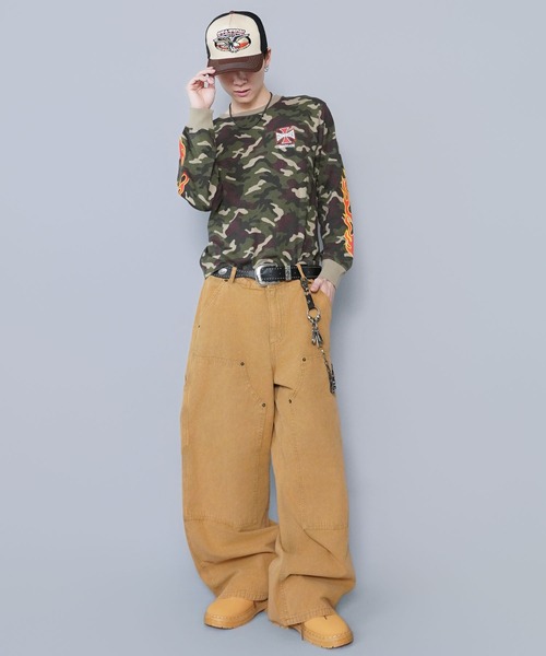 SPINNS(スピンズ)の「短丈ロングスリーブTシャツ/クロスファイヤーロゴ/バックプリント(Tシャツ/カットソー・メンズ・ウッドランド/ホワイト/ブラック系その他/ブラック・ONESIZE)」の19枚目の写真