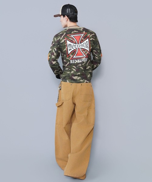 SPINNS(スピンズ)の「短丈ロングスリーブTシャツ/クロスファイヤーロゴ/バックプリント(Tシャツ/カットソー・メンズ・ウッドランド/ホワイト/ブラック系その他/ブラック・ONESIZE)」の20枚目の写真