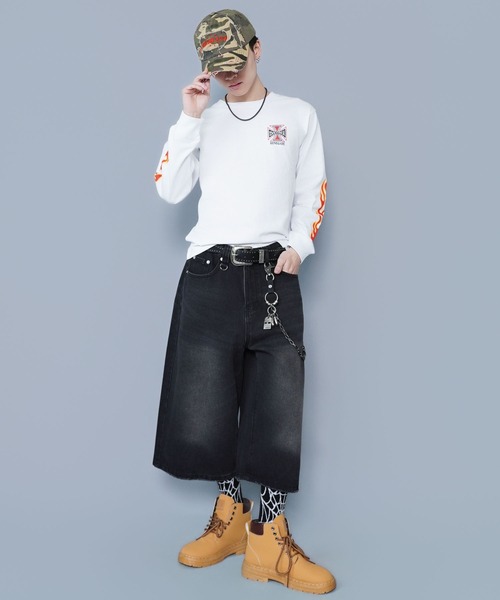 SPINNS(スピンズ)の「短丈ロングスリーブTシャツ/クロスファイヤーロゴ/バックプリント(Tシャツ/カットソー・メンズ・ウッドランド/ホワイト/ブラック系その他/ブラック・ONESIZE)」の12枚目の写真