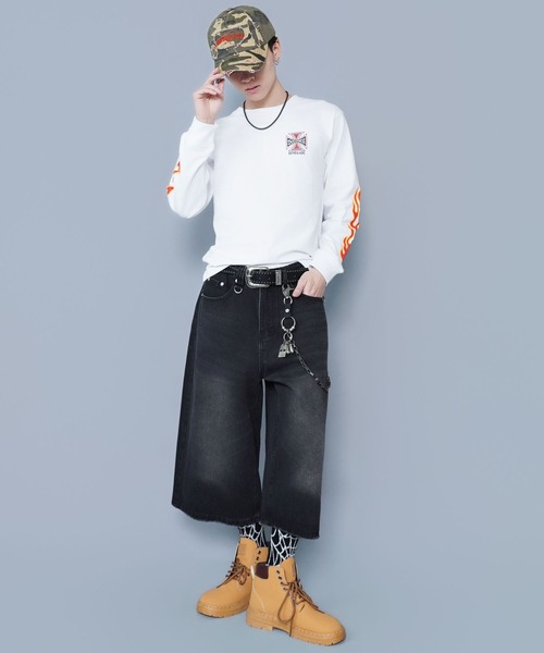 SPINNS(スピンズ)の「短丈ロングスリーブTシャツ/クロスファイヤーロゴ/バックプリント(Tシャツ/カットソー・メンズ・ウッドランド/ホワイト/ブラック系その他/ブラック・ONESIZE)」の13枚目の写真
